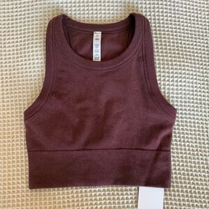 ALO Yoga Seemless Delight High Neck Bra Tank Color: Cherry Cola